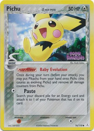 Pichu (Delta Species) 076  - Reverse Holofoil Holon Phantoms - Common