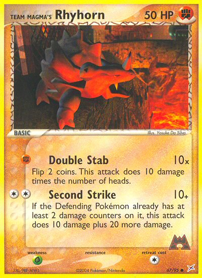 Team Magma's Rhyhorn - 67/95/95  Team Magma vs Team Aqua - Common