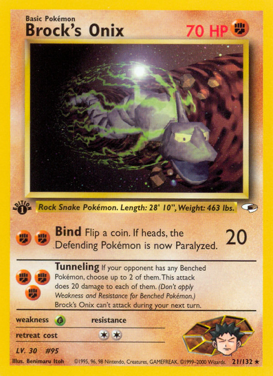 Brock's Onix (21) 021  - 1st Edition Gym Heroes - Rare