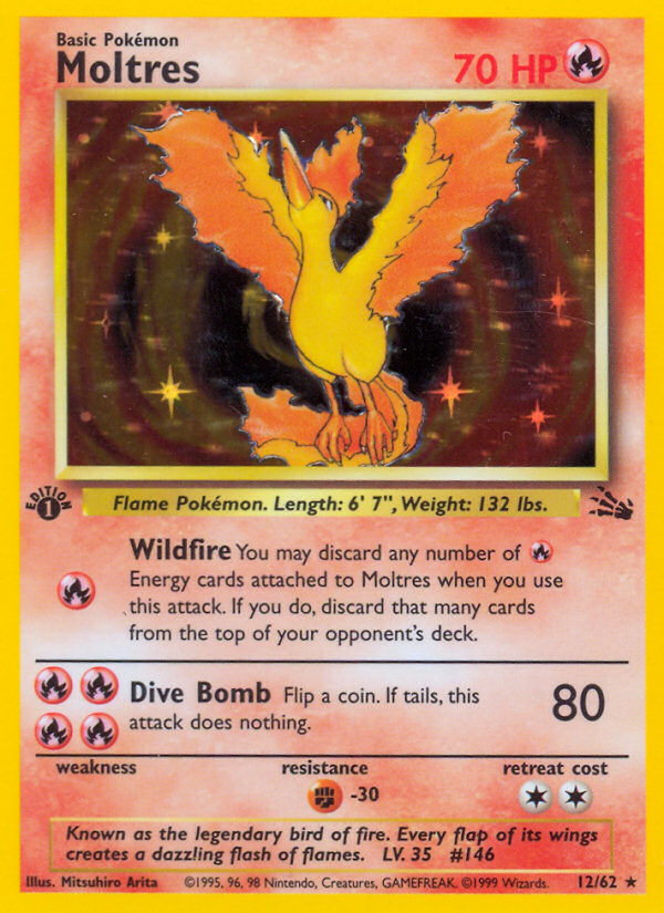 Moltres (12) 012  - 1st Edition Holofoil Fossil - Holo Rare