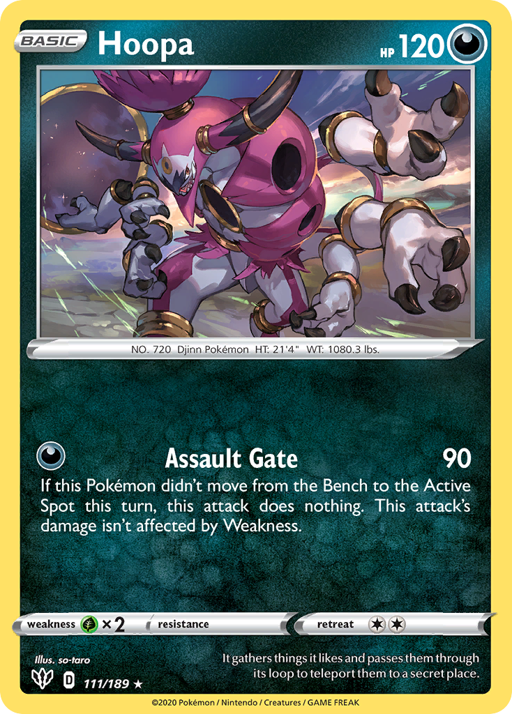 Hoopa 111  - Holofoil SWSH03 Darkness Ablaze - Holo Rare