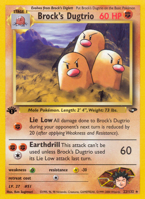 Brock's Dugtrio 022  - 1st Edition Gym Challenge - Rare