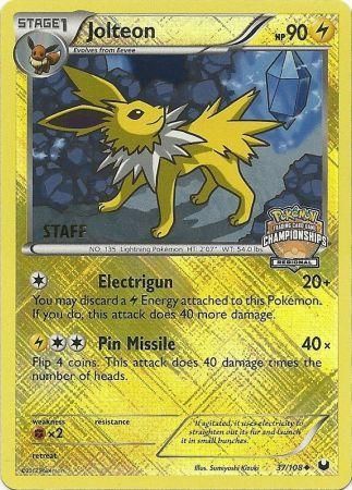 Jolteon - 37/108 (Regional Championships) [Staff]/108  - Reverse Holofoil League & Championship Cards - Promo