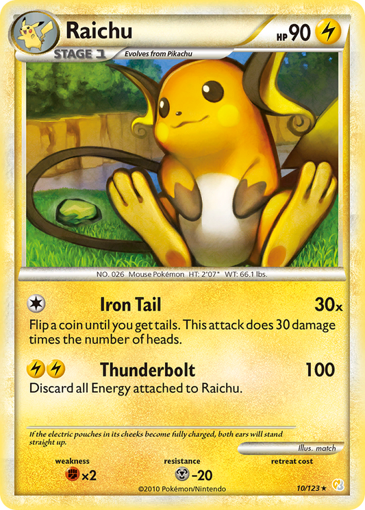 Raichu 010  - Holofoil HeartGold SoulSilver - Holo Rare