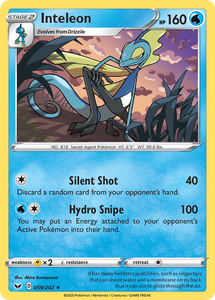 Inteleon - 059/202 (Cracked Ice Holo)/202  - Holofoil Deck Exclusives - Holo Rare