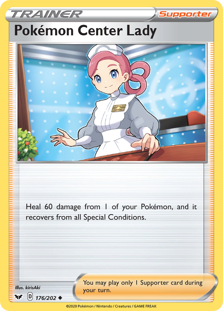 Pokemon Center Lady 176  SWSH01 Sword & Shield Base Set - Uncommon