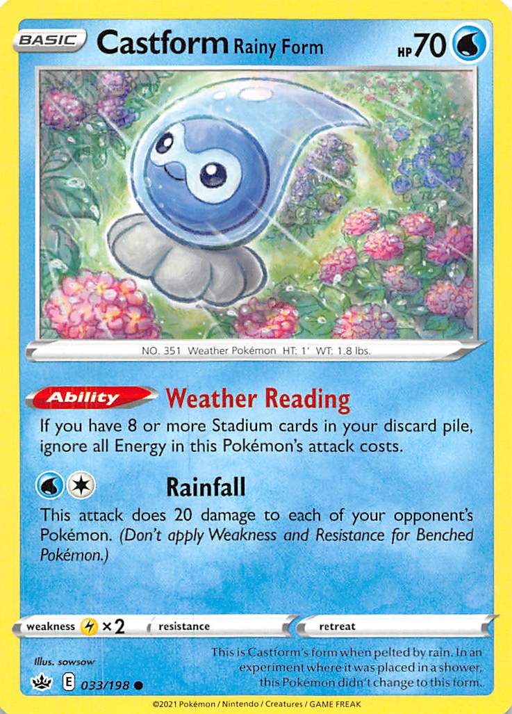 Castform Rainy Form 033  SWSH06 Chilling Reign - Common