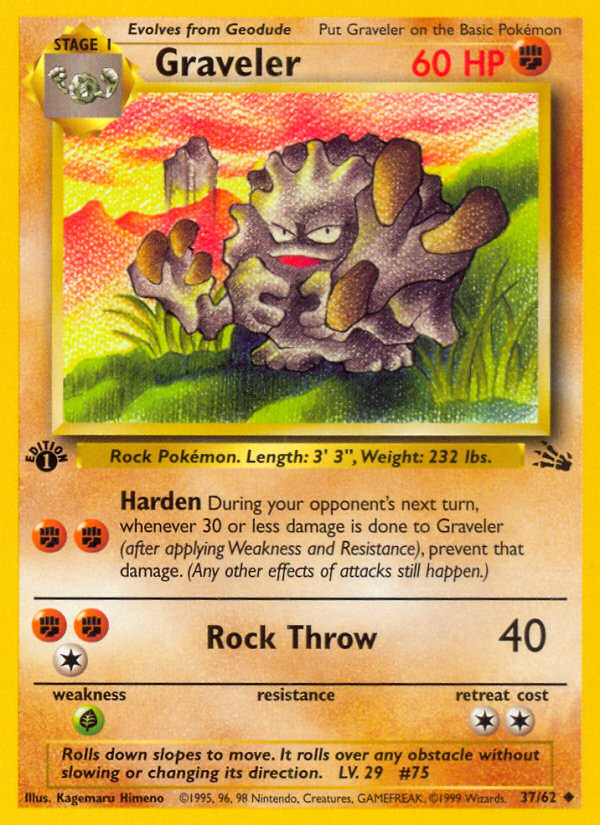 Graveler 037  - 1st Edition Fossil - Uncommon
