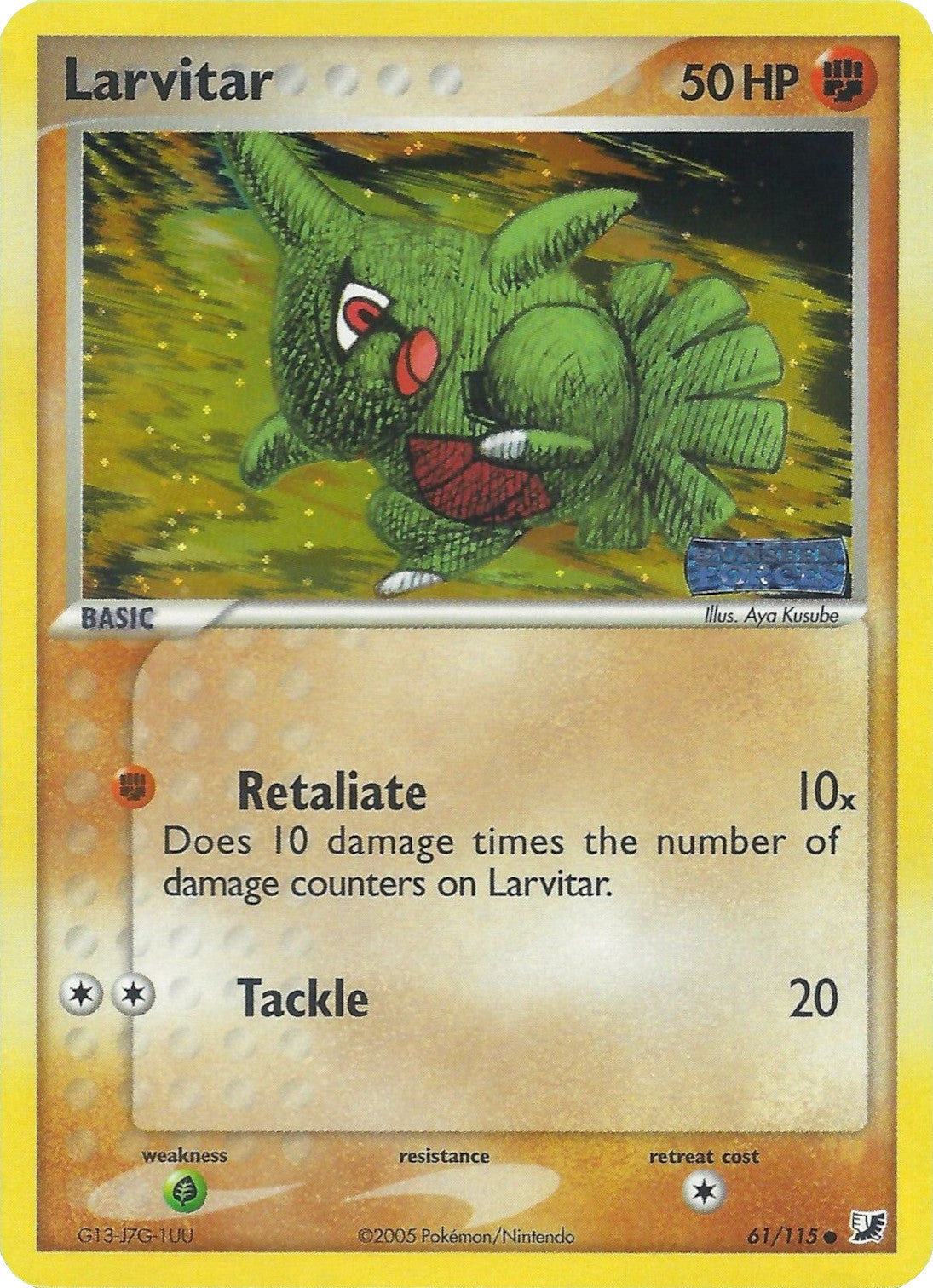 Larvitar 061  - Reverse Holofoil Unseen Forces - Common