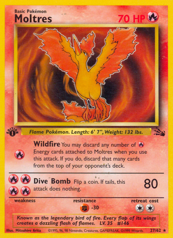 Moltres (27) 027  - 1st Edition Fossil - Rare