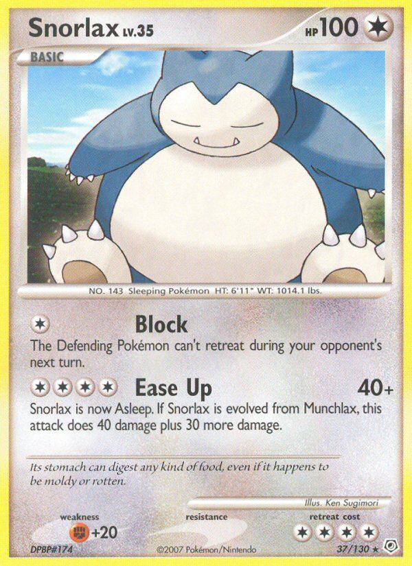 Snorlax 037/130  Diamond and Pearl - Rare