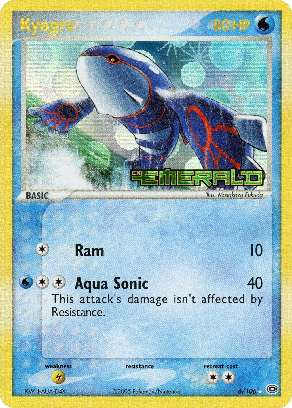 Kyogre - 006/106/106  - Reverse Holofoil Emerald - Holo Rare