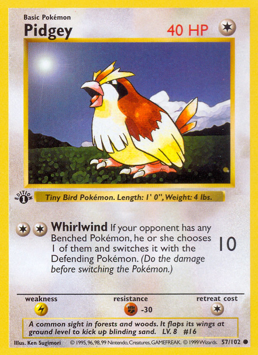 Pidgey 057/102  - 1st Edition Base Set Shadowless - Common