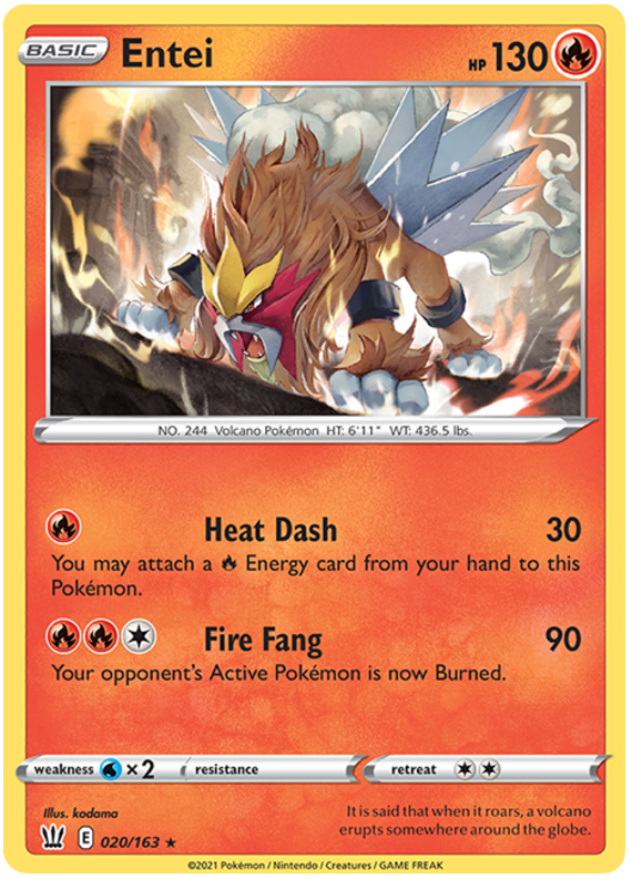 Entei 020  - Holofoil SWSH05 Battle Styles - Holo Rare