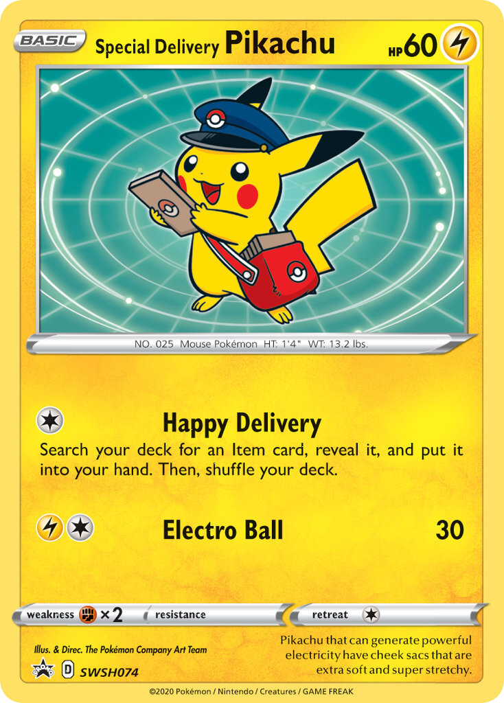 Special Delivery Pikachu - SWSH074  - Holofoil SWSH Sword & Shield Promo Cards - Promo