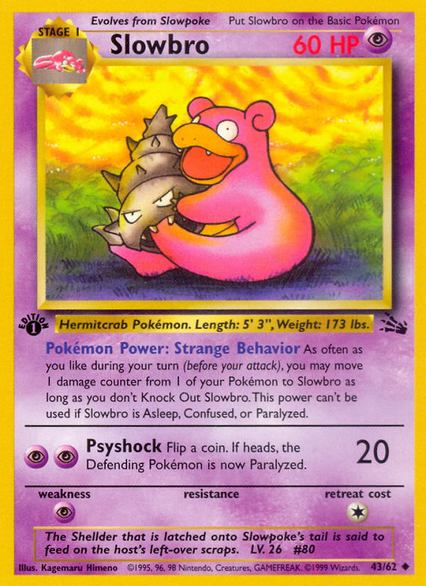 Slowbro 043  - 1st Edition Fossil - Uncommon