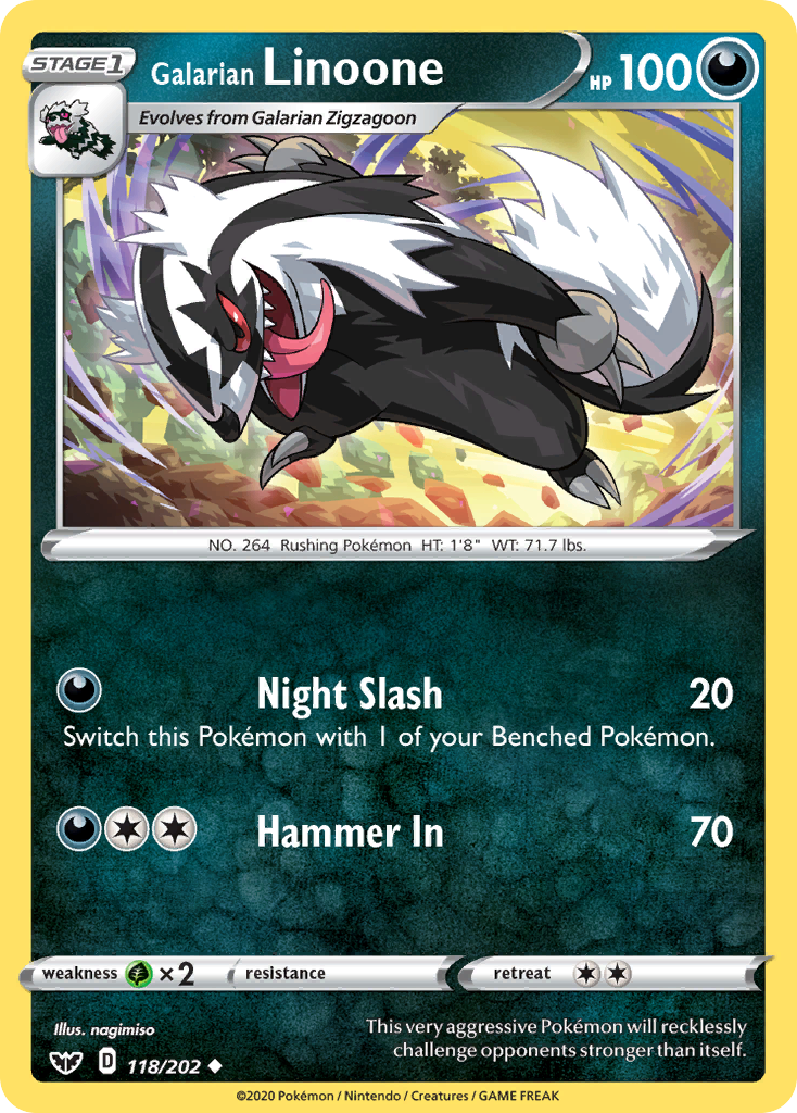 Galarian Linoone 118/202  SWSH01 Sword & Shield Base Set - Uncommon