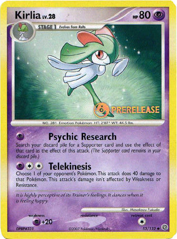 Kirlia - 53/132 (Prerelease)/132  Diamond and Pearl Promos - Promo