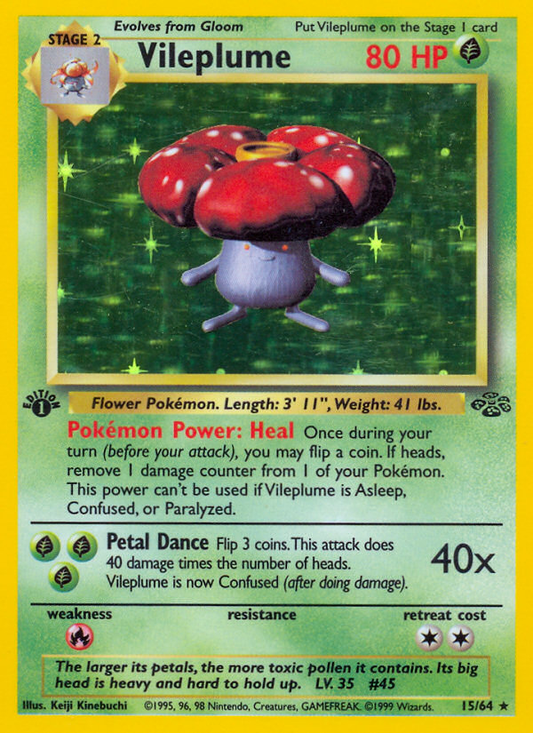 Vileplume (15) 015/64  - 1st Edition Holofoil Jungle - Holo Rare