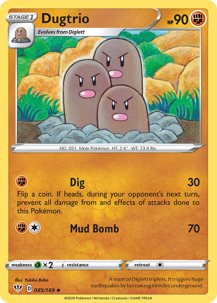 Dugtrio 085  SWSH03 Darkness Ablaze - Uncommon