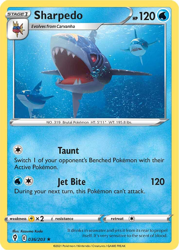 Sharpedo 036  SWSH07 Evolving Skies - Rare