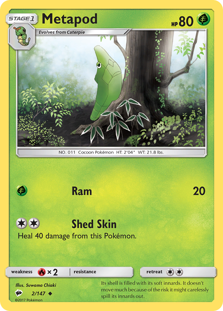 Metapod 002  SM  Burning Shadows - Uncommon