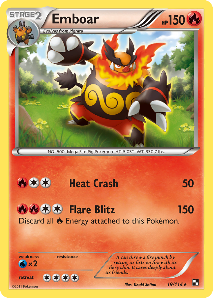 Emboar (19)/114  - Holofoil Black and White - Holo Rare