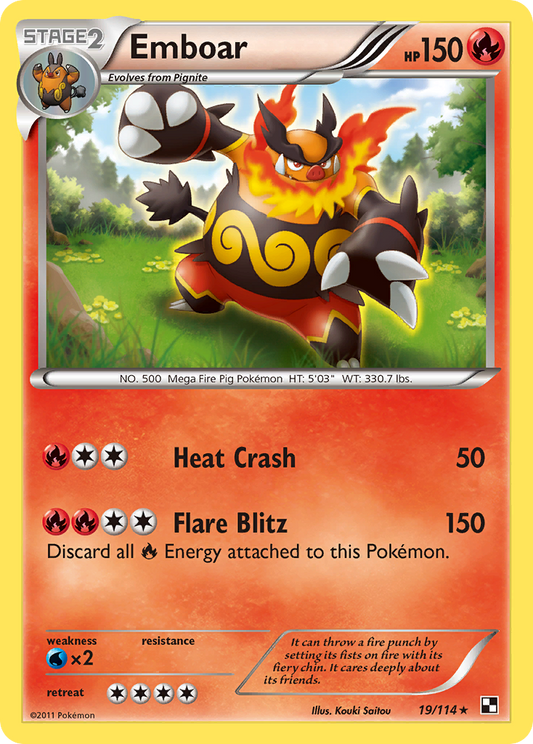 Emboar (19)/114  - Holofoil Black and White - Holo Rare