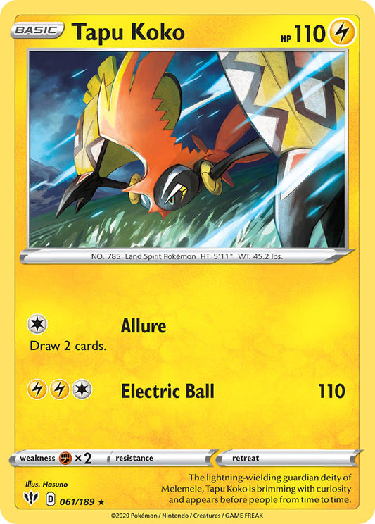 Tapu Koko - 061/189 (Prerelease Kit Exclusive)/189  Deck Exclusives - Rare