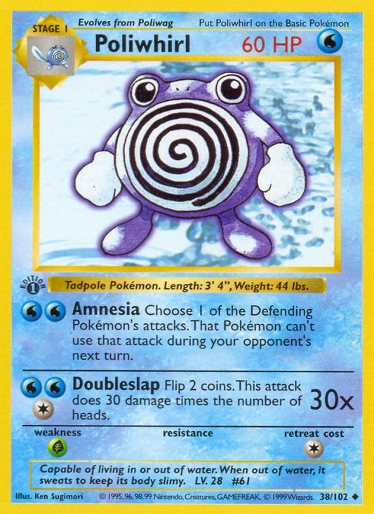 Poliwhirl 038/102  - 1st Edition Base Set Shadowless - Uncommon