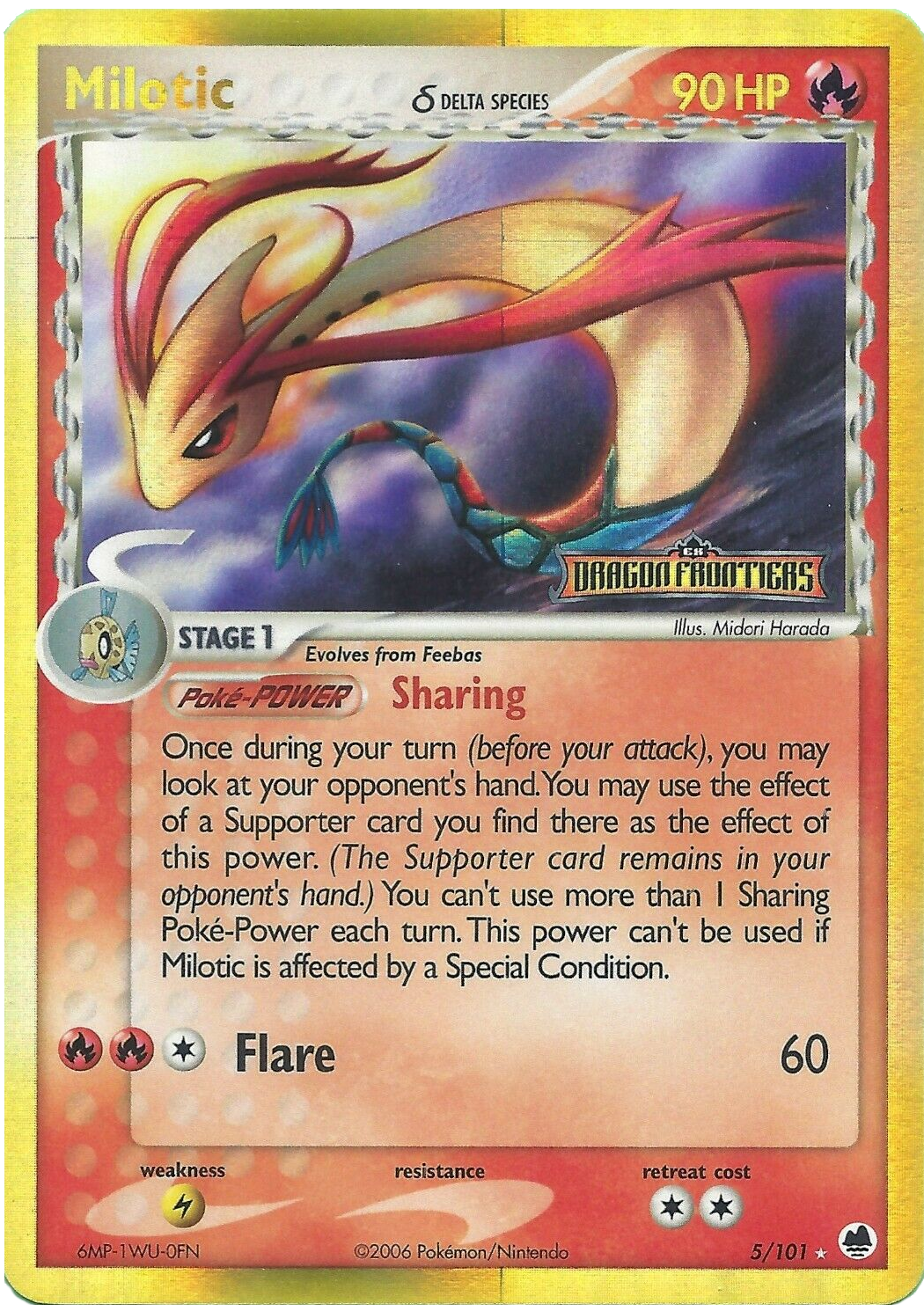 Milotic (Delta Species)/101  - Reverse Holofoil Dragon Frontiers - Holo Rare