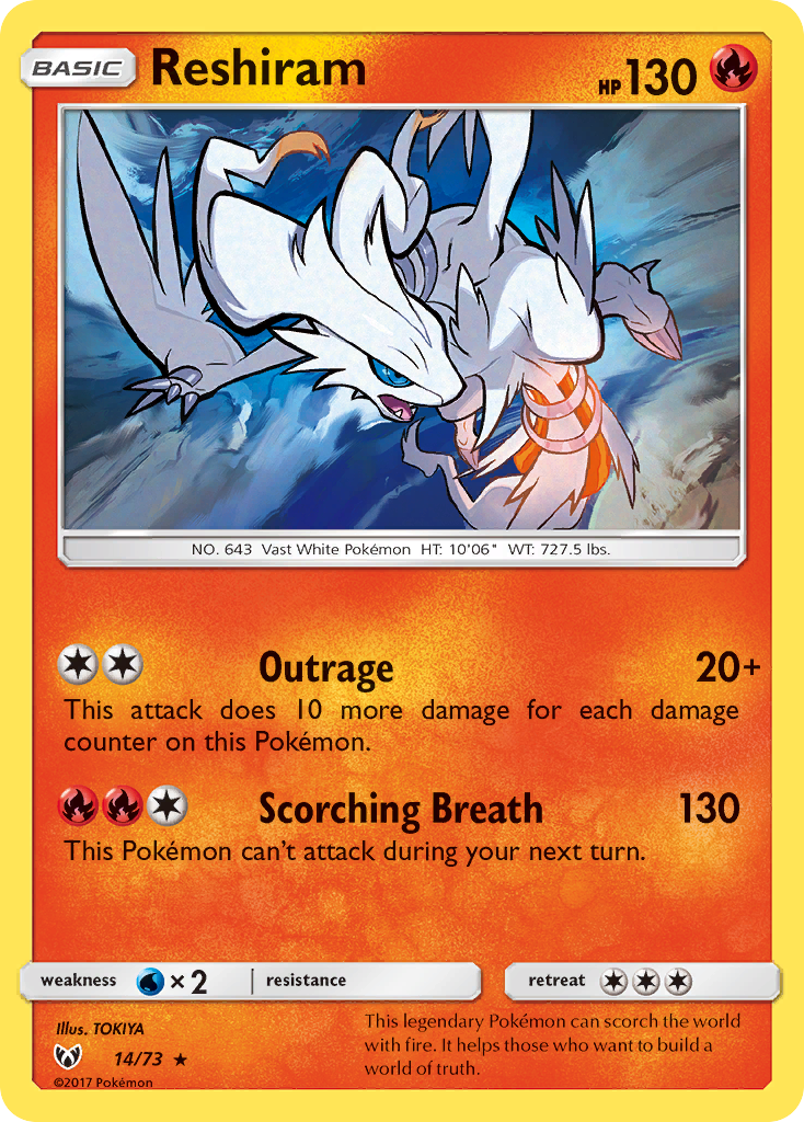 Reshiram 014  - Holofoil Shining Legends - Holo Rare