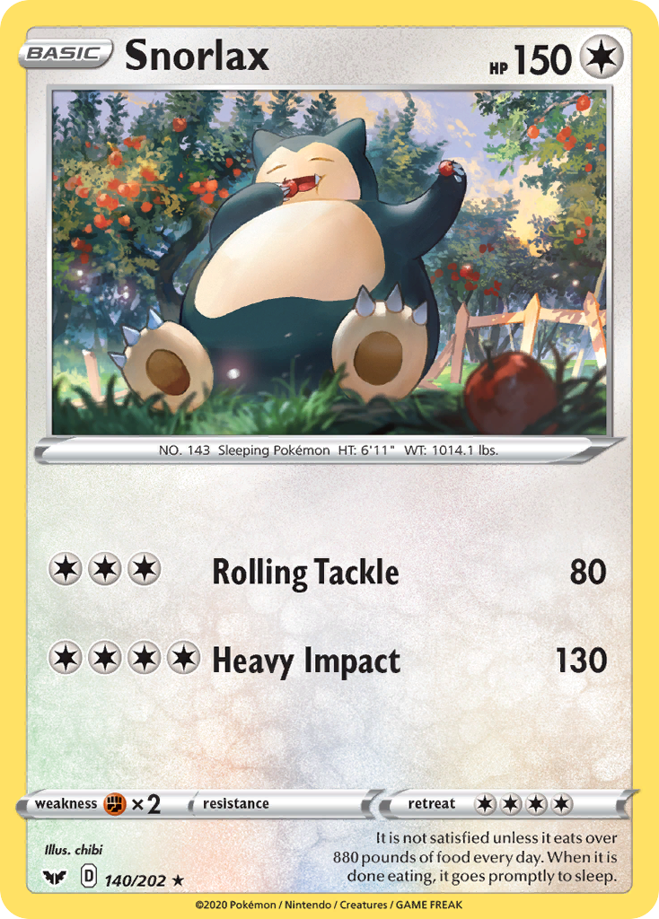 Snorlax 140  SWSH01 Sword & Shield Base Set - Rare
