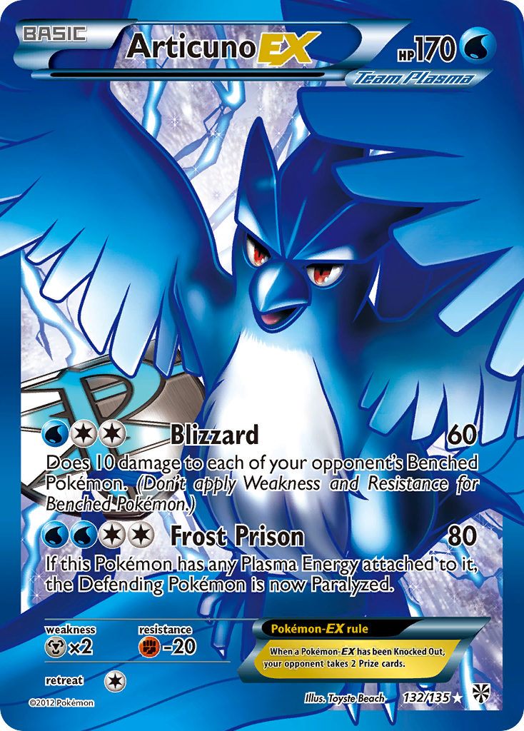 Articuno EX (Team Plasma) (132 Full Art)  - Holofoil Plasma Storm - Ultra Rare