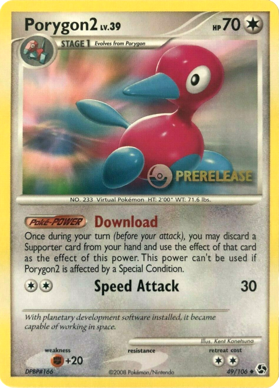 Porygon2 - 49/106 (Prerelease)/106  Diamond and Pearl Promos - Promo