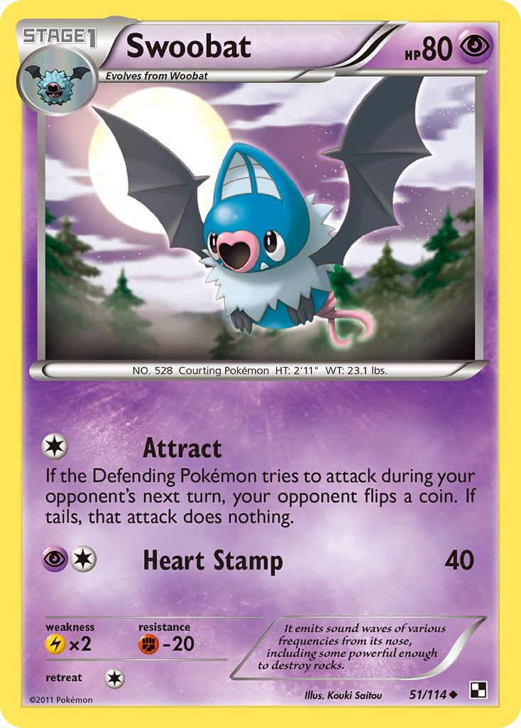 Swoobat  Black and White - Uncommon