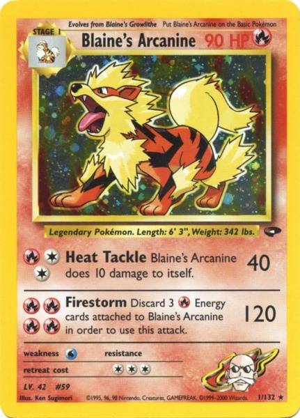 Blaine's Arcanine 001  Gym Challenge - Holo Rare