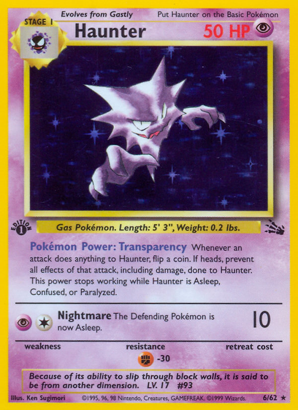 Haunter (6) 006  - 1st Edition Holofoil Fossil - Holo Rare
