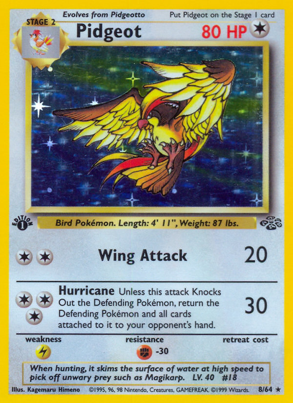 Pidgeot (8) 008/64  - 1st Edition Holofoil Jungle - Holo Rare