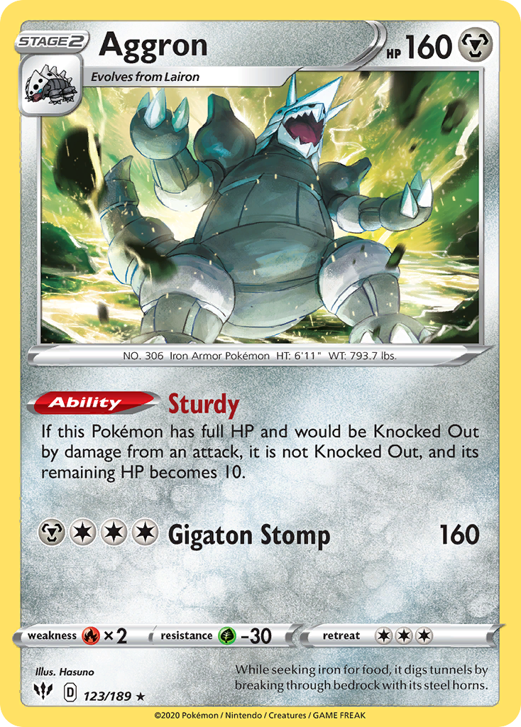 Aggron 123  - Holofoil SWSH03 Darkness Ablaze - Holo Rare