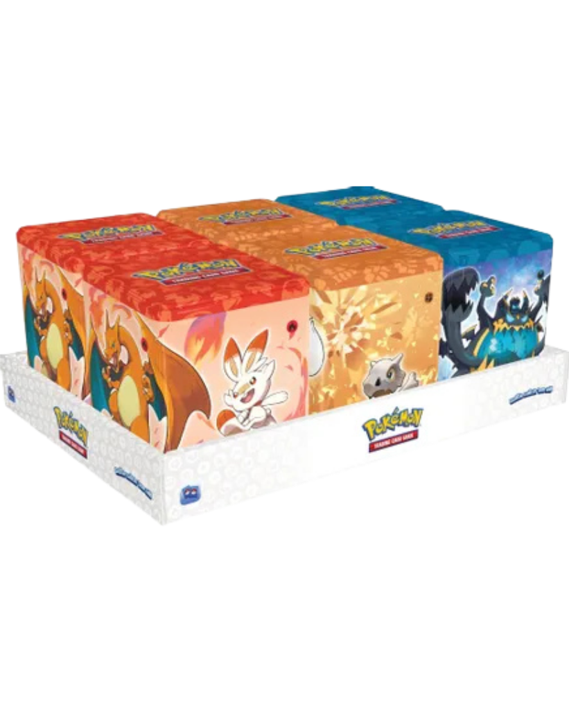 Pokemon Stacking Tins: Fighting-Fire-Darkness Display